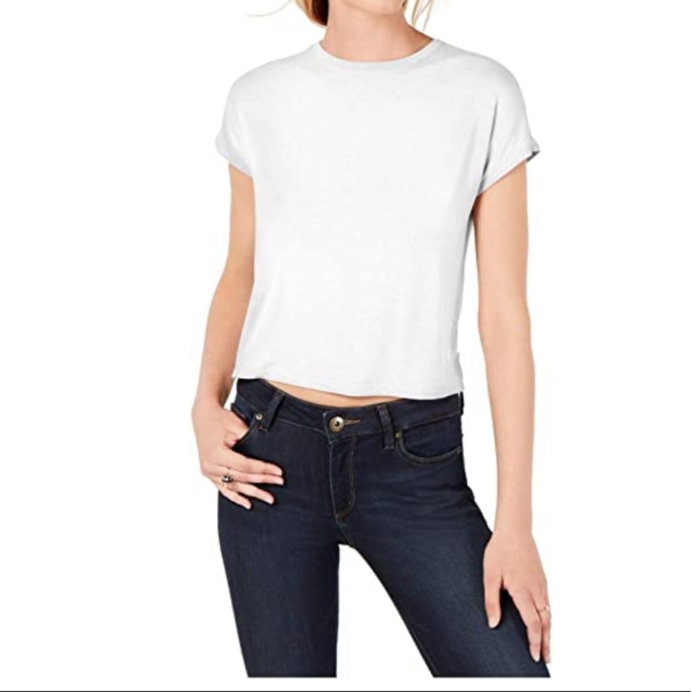 Bar III | Crew-Neck Cropped Top | Deep Black